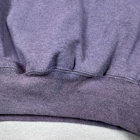 Vintage Purple Striped Trim Crewneck Sweatshirt Retro Pullover Cut Tag (Medium) - Picture 7 of 9
